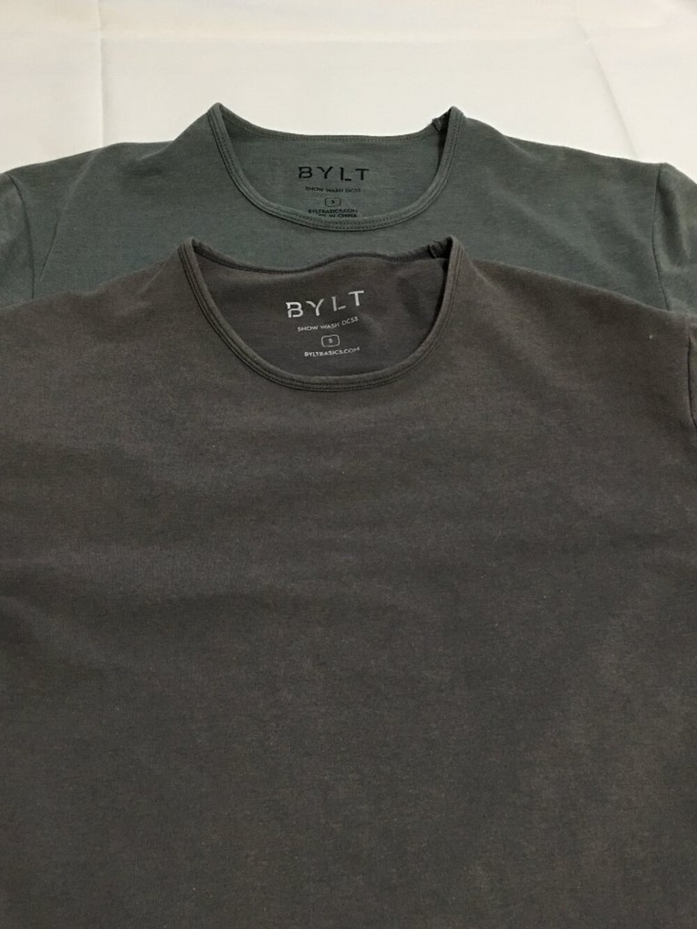 Lot of 2 BYLT Shirt Mens Large Small Drop Cut Athletic Performance Crewneck Tee